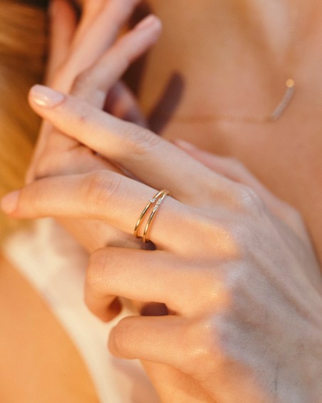 Double Gold Diamond Ring | LECARRE
