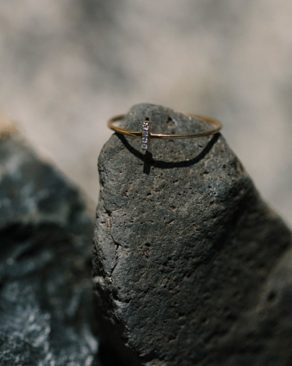 Anillo Oro Barrita Diamantes | LECARRE 2