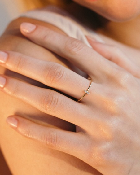 Bague barre en or avec diamants | LECARRE