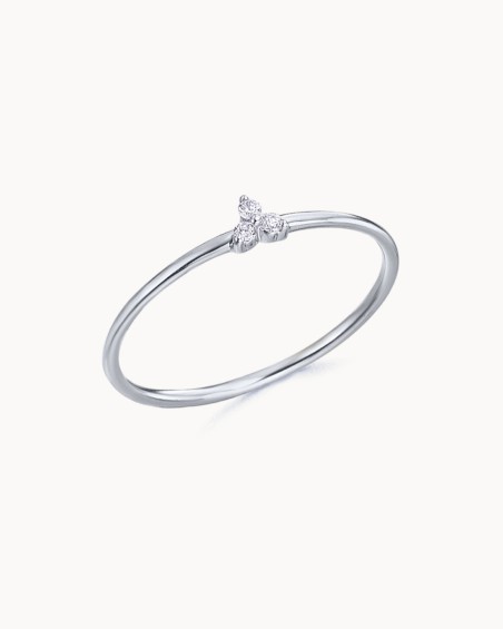 Anillo Oro Blanco Tres Diamantes | LECARRE