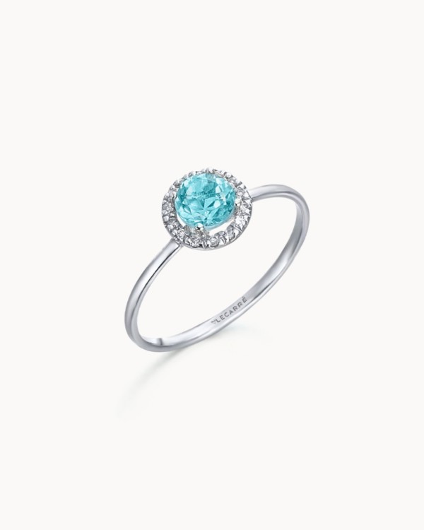 Anillo Ocean Oro Blanco Topacio Azul Diamantes | LECARRE