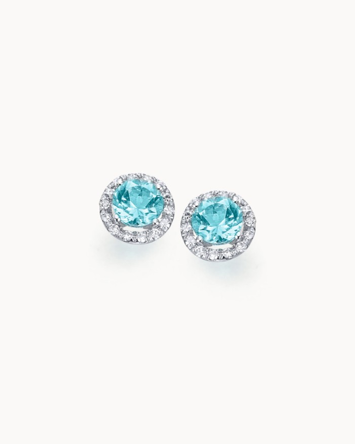 Boucles d'oreilles Ocean en or blanc, diamants et topaze | LECARRE