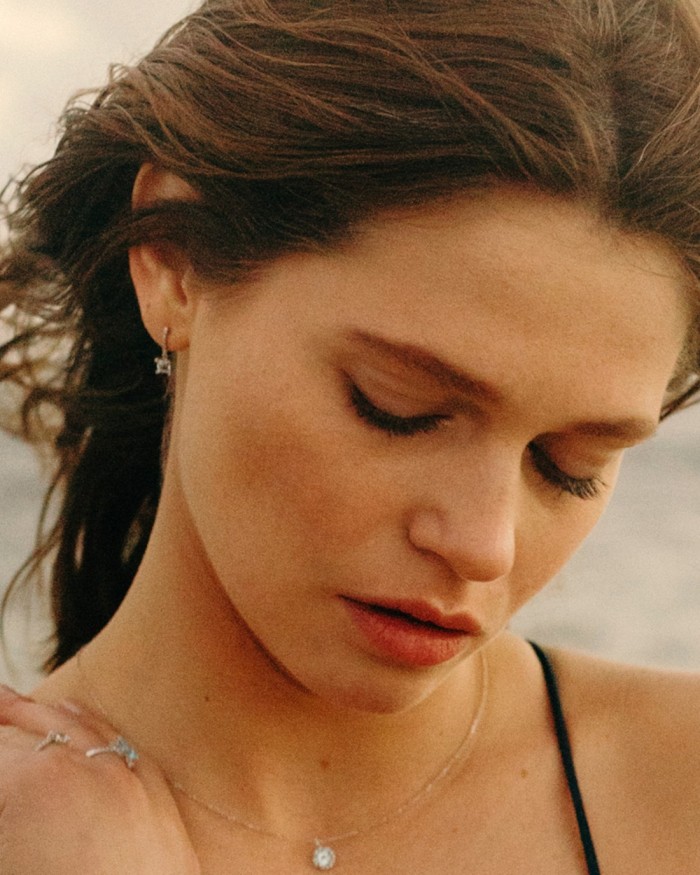 Topaz Diamond Half Hoop Earrings | LECARRE