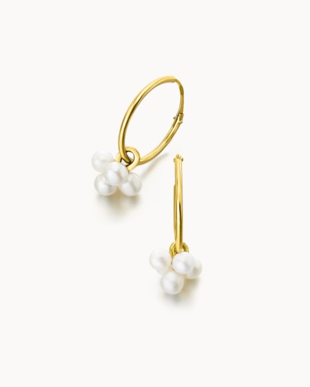 Gold Cluster Pearl Hoops | LECARRE