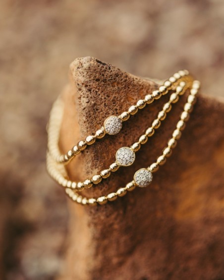 Flexibele gouden cirkelarmband met diamanten | LECARRE