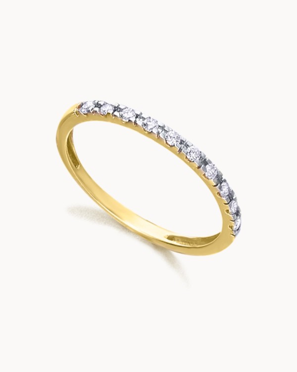 Tvåfärgad vigselring med diamanter i guld | LECARRE