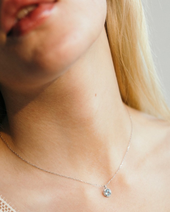 Ocean Pendant White Gold Diamonds & Topaz | LECARRE