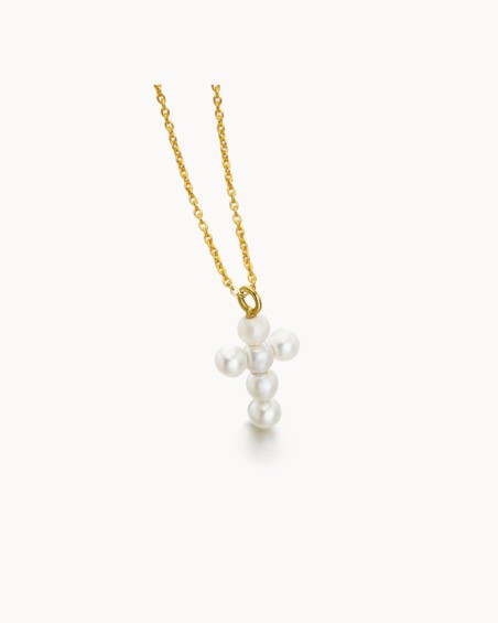 Halsband med odlade pärlor och kors | LECARRE