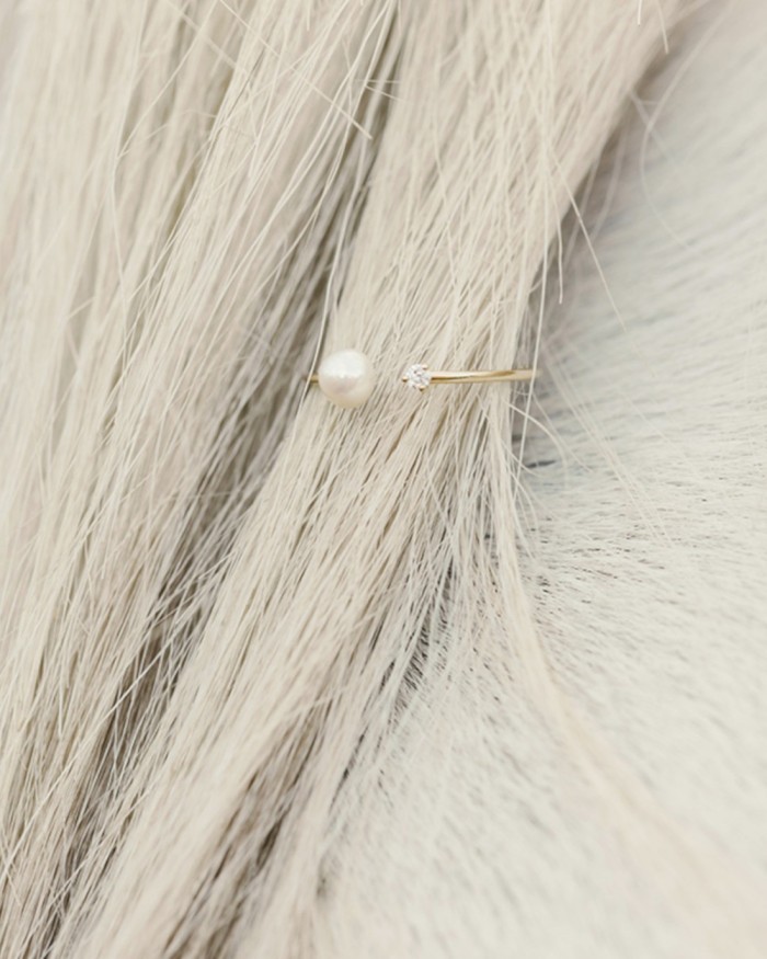 Purity Gold Diamond and Pearl Ring | LECARRE