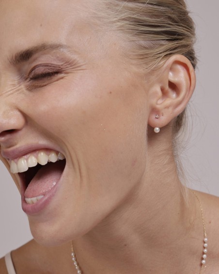 Boucles d'oreilles détachables Purity en or, diamants et perles | LECARRE