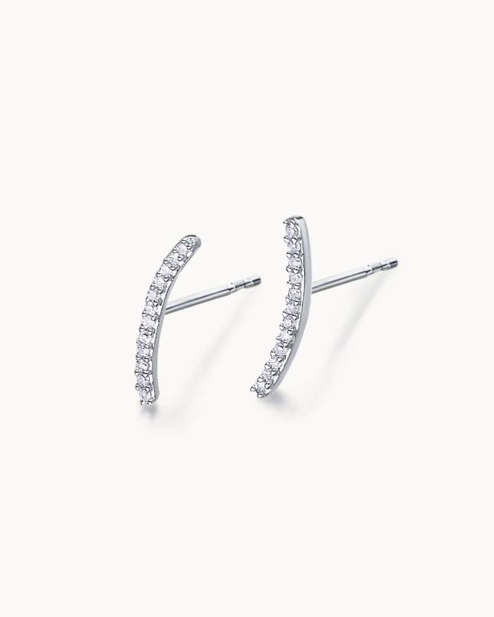Orecchini Curve Bar in oro bianco con diamanti | LECARRE