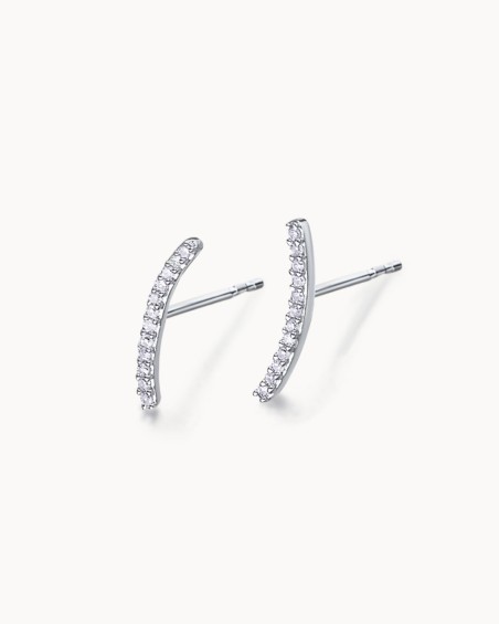 Orecchini Curve Bar in oro bianco con diamanti | LECARRE