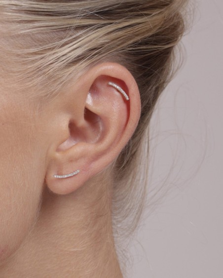 Curve Bar-øredobber i hvitt gull med diamanter | LECARRE