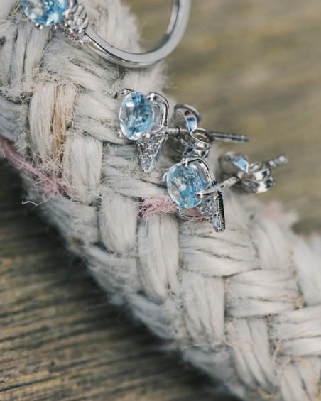 Pendientes Ocean Ii Oro Blanco Diamantes Topacios | LECARRE