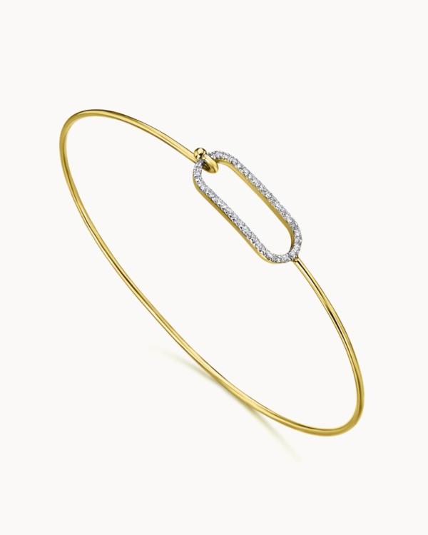 Bracciale rigido in oro 18k con fibbia di diamanti | LECARRE