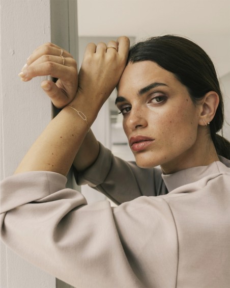 Pulseira rígida em ouro 18k com fivela de diamante | LECARRE