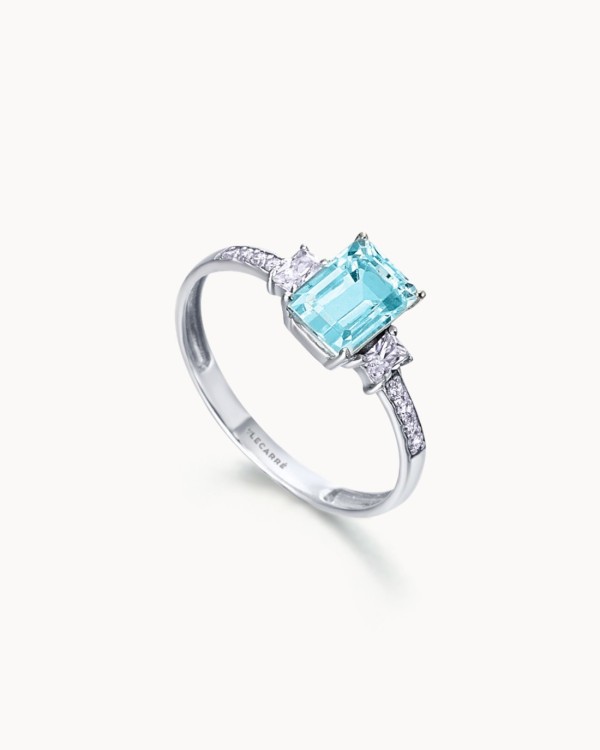 Bague Destiny en topaze bleue et diamants | LECARRE