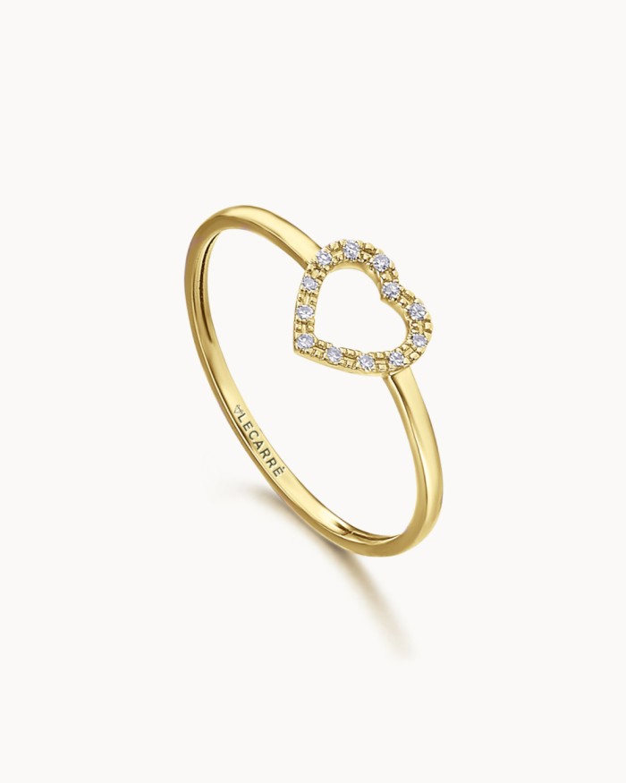 Anello a cuore in oro con diamanti | LECARRE