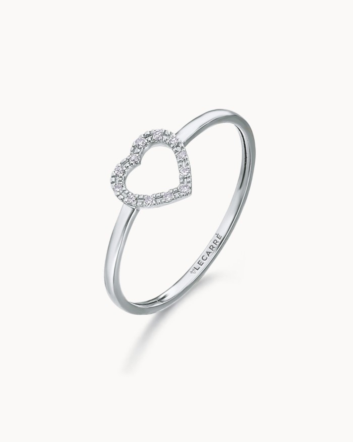 Bague cœur en or blanc et diamants | LECARRE