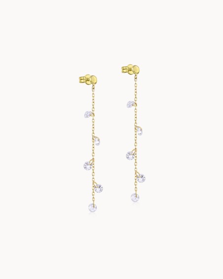 Pendientes Largos De Topacios, Fabricados En Oro 18k | LECARRE