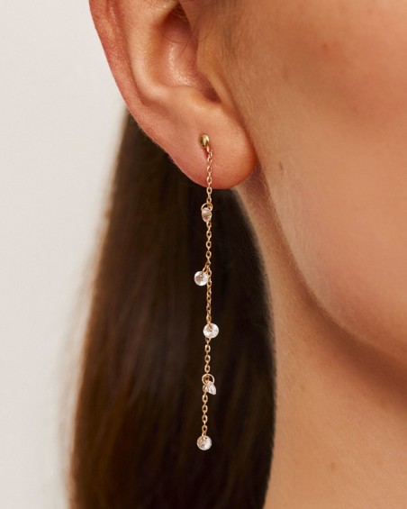 Pendientes Largos De Topacios, Fabricados En Oro 18k | LECARRE