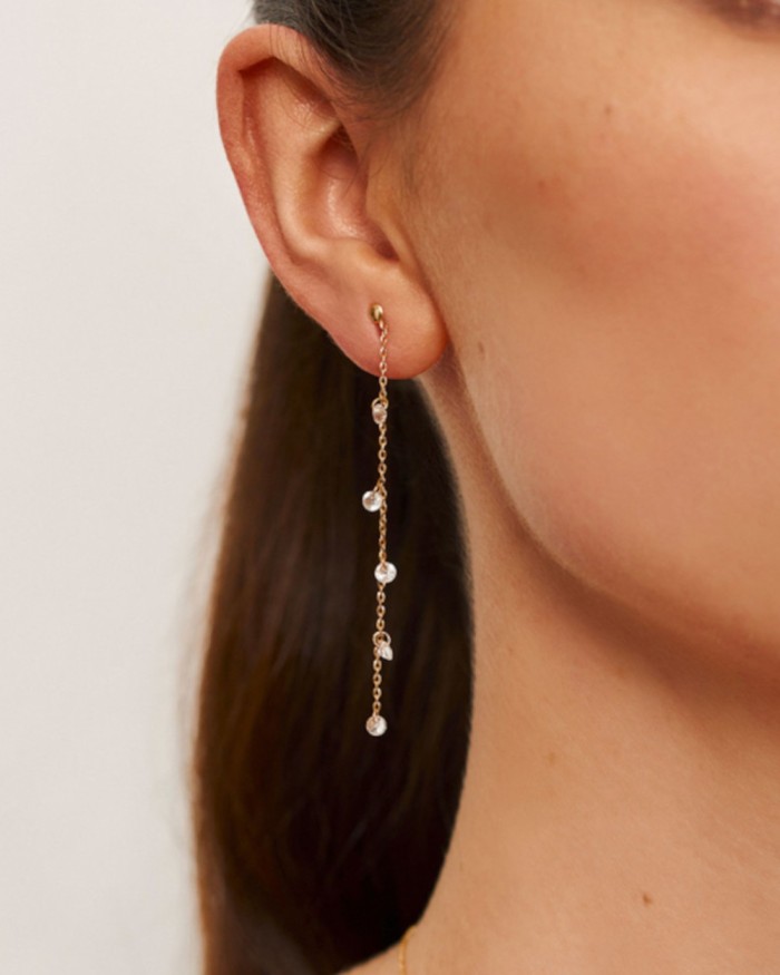 Orecchini lunghi con topazio, realizzati in oro 18k | LECARRE