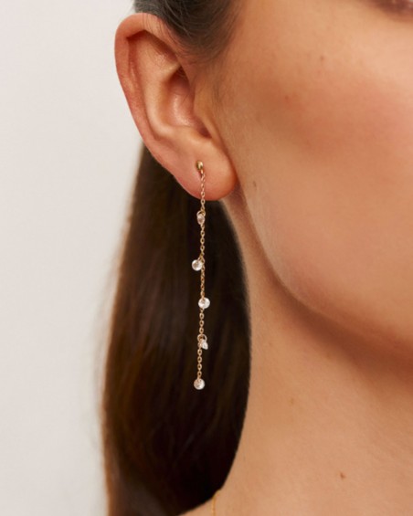 Boucles d'oreilles longues en topaze, en or 18 carats | LECARRE