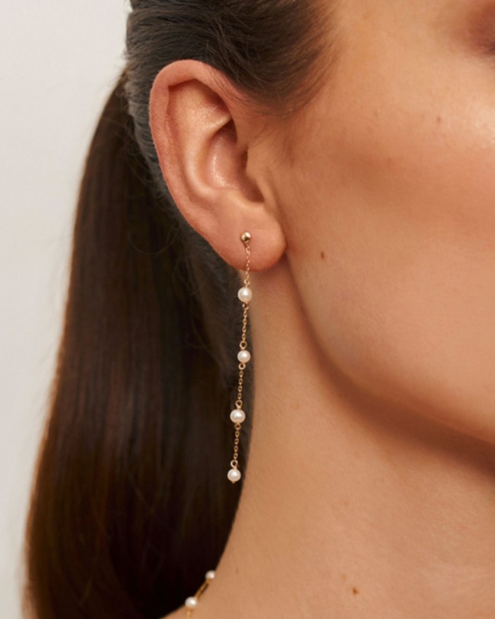 Boucles d'oreilles longues en perles de culture | LECARRE