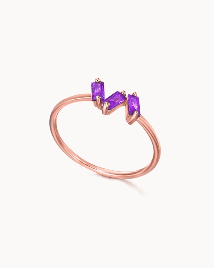 Anillo En Oro Rosa Con Amatistas Baguette | LECARRE