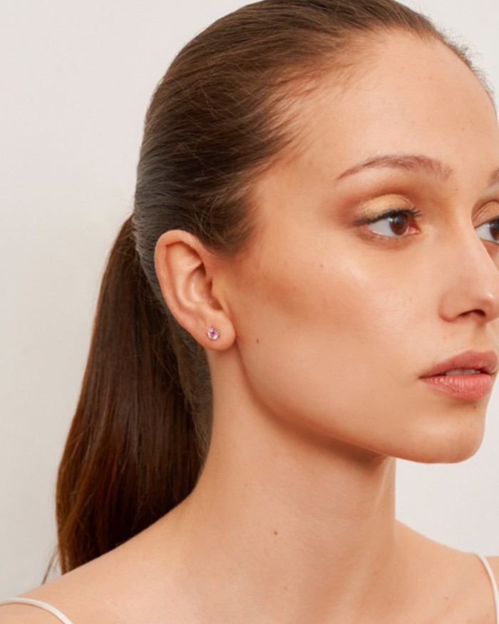 Boucles d'oreilles en or rose et améthystes | LECARRE