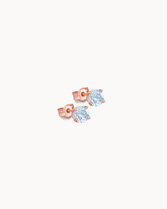 Rose Gold Earrings With Light Blue Topaz | LECARRE