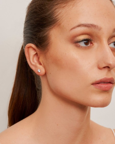 Boucles d'oreilles en or rose et topaze bleu clair | LECARRE