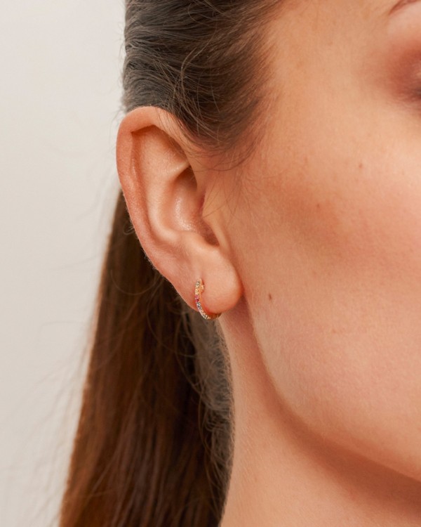 Boucles d'oreilles créoles miniatures en topaze multicolore | LECARRE 2