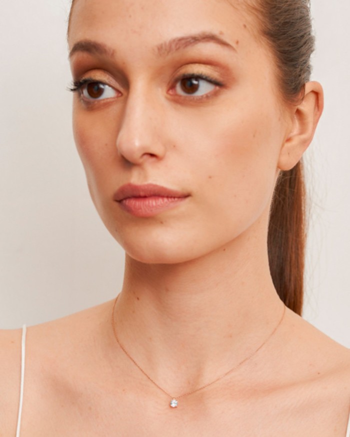 Light Blue Topaz and Rose Gold Pendant | LECARRE