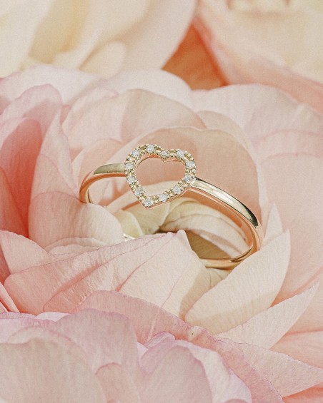 Goldener Herzring mit Diamanten | LECARRE