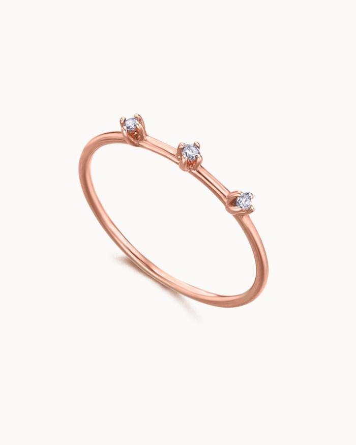 Anello Trinity in oro rosa con diamanti marroni | LECARRE