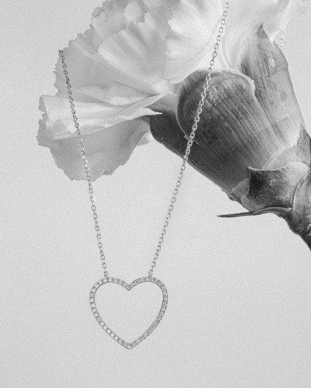 Grand cœur en or blanc et diamants | LECARRE