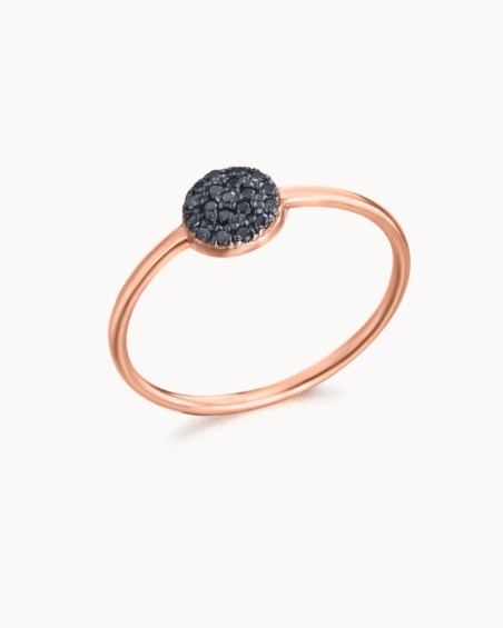Anello in oro rosa con rosetta di diamanti neri | LECARRE