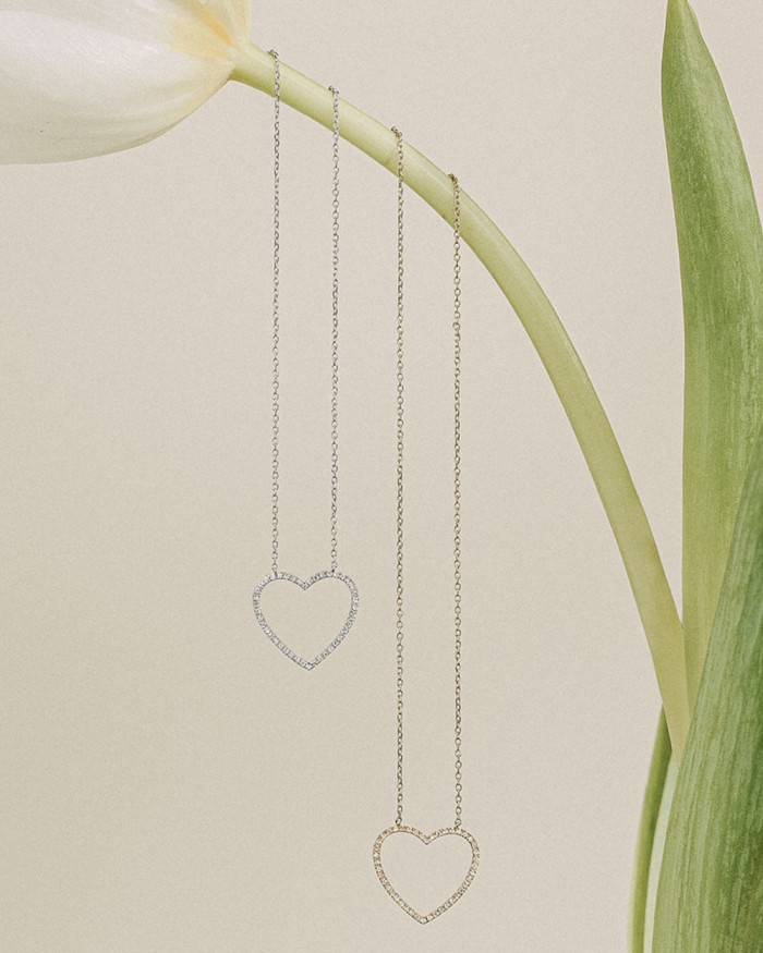 Corazon Grande Oro Blanco Diamantes | LECARRE