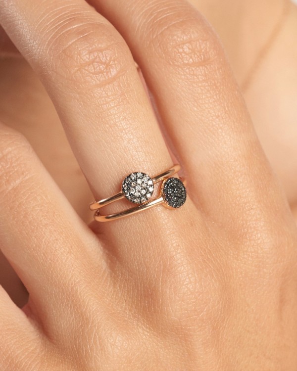 Bague en or rose avec rosette en diamant noir | LECARRE 2