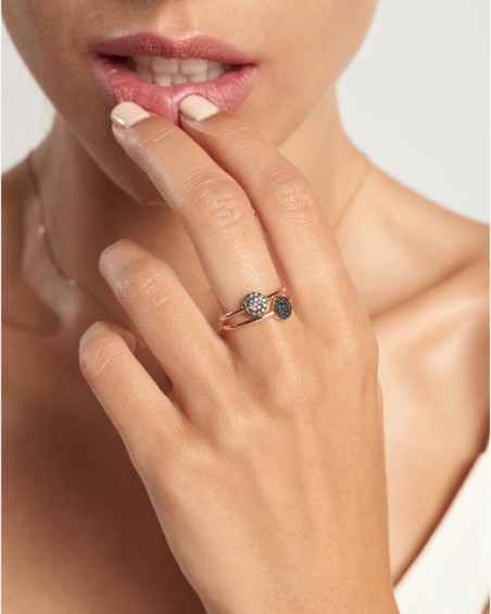 Rose Gold Rosette Ring with Black Diamonds | LECARRE