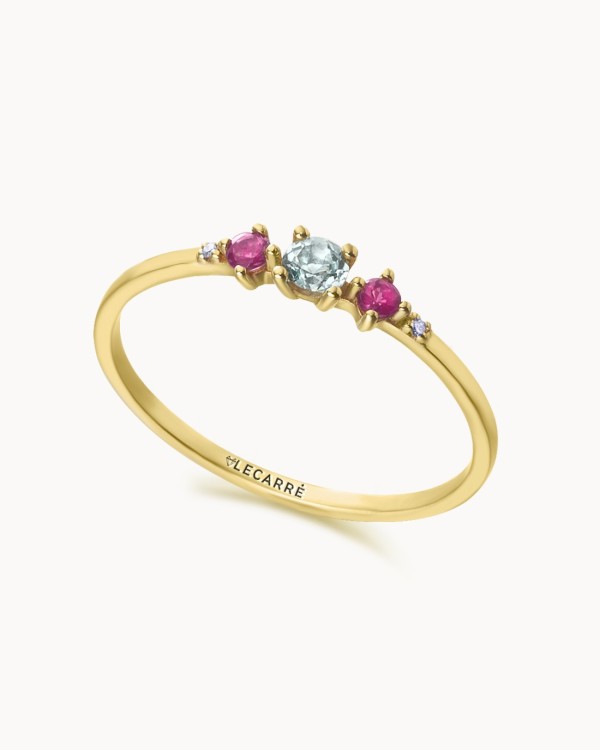 Pierścionek z diamentem z rodolitem Majoelle Mini Topaz | LECARRE
