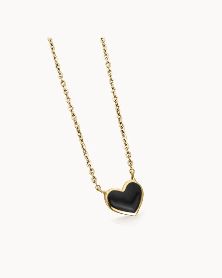 Gold Heart Pendant with Black Enamel | LECARRE