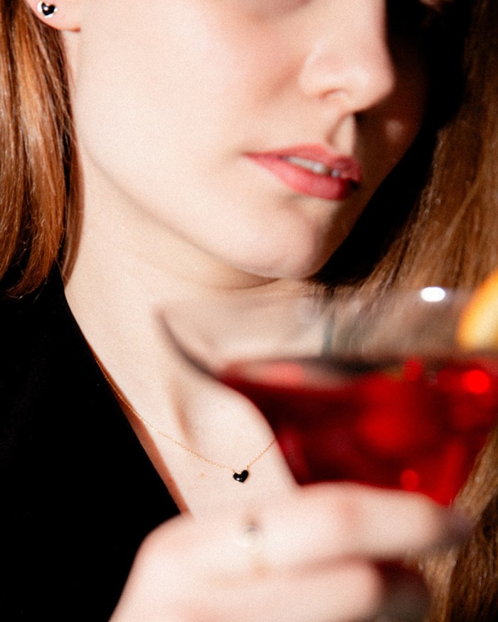 Gold Heart Pendant with Black Enamel | LECARRE