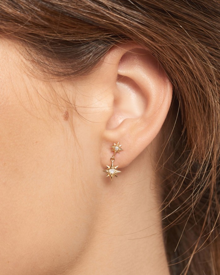 Boucles d'oreilles Étoile Polaire en or et diamants | LECARRE