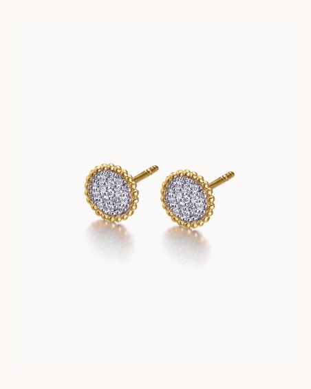 Pendientes Perle Redondos Oro Diamantes | LECARRE