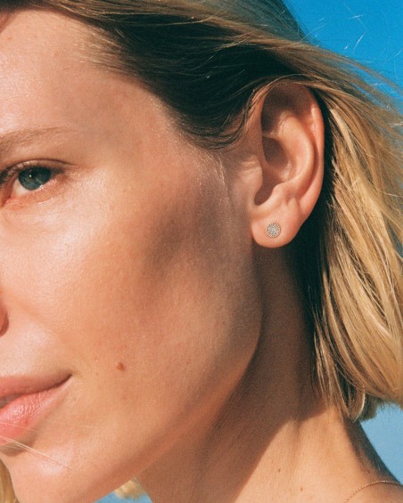 Boucles d'oreilles rondes en or et diamants avec perles | LECARRE