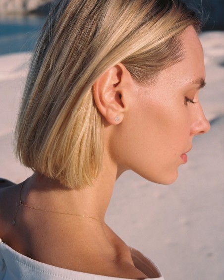 Pendientes Perle Redondos Oro Diamantes | LECARRE