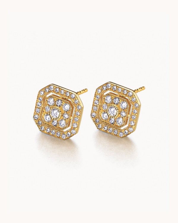 Achteckige Gold-Diamant-Ohrringe | LECARRE