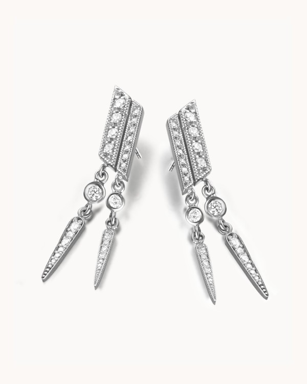 Pendientes Reinaissance XL Oro Blanco Diamantes | LECARRE